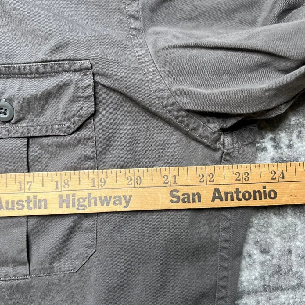 J Crew Broken In Chino Button Up Shirt Large Army Green Military Safari READ